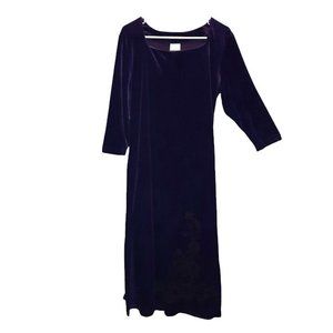Style Studio Size Medium Purple Velour Velvet Beaded Long Dress